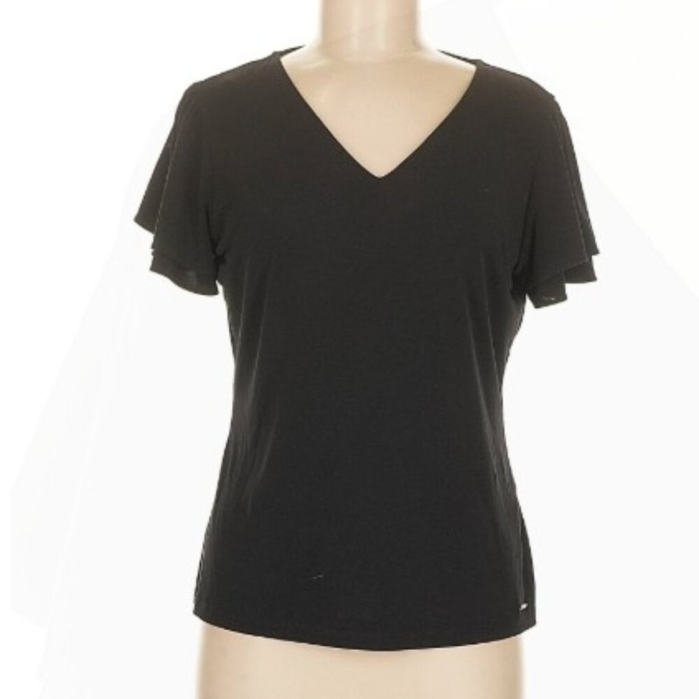 Calvin Klein Flutter Sleeve V-neck Shirt